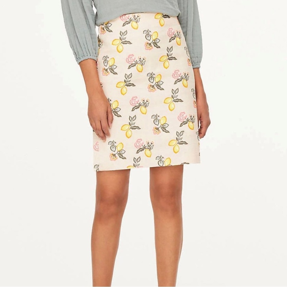 Loft 0 Lemon Print Textured Mini Pencil Skirt